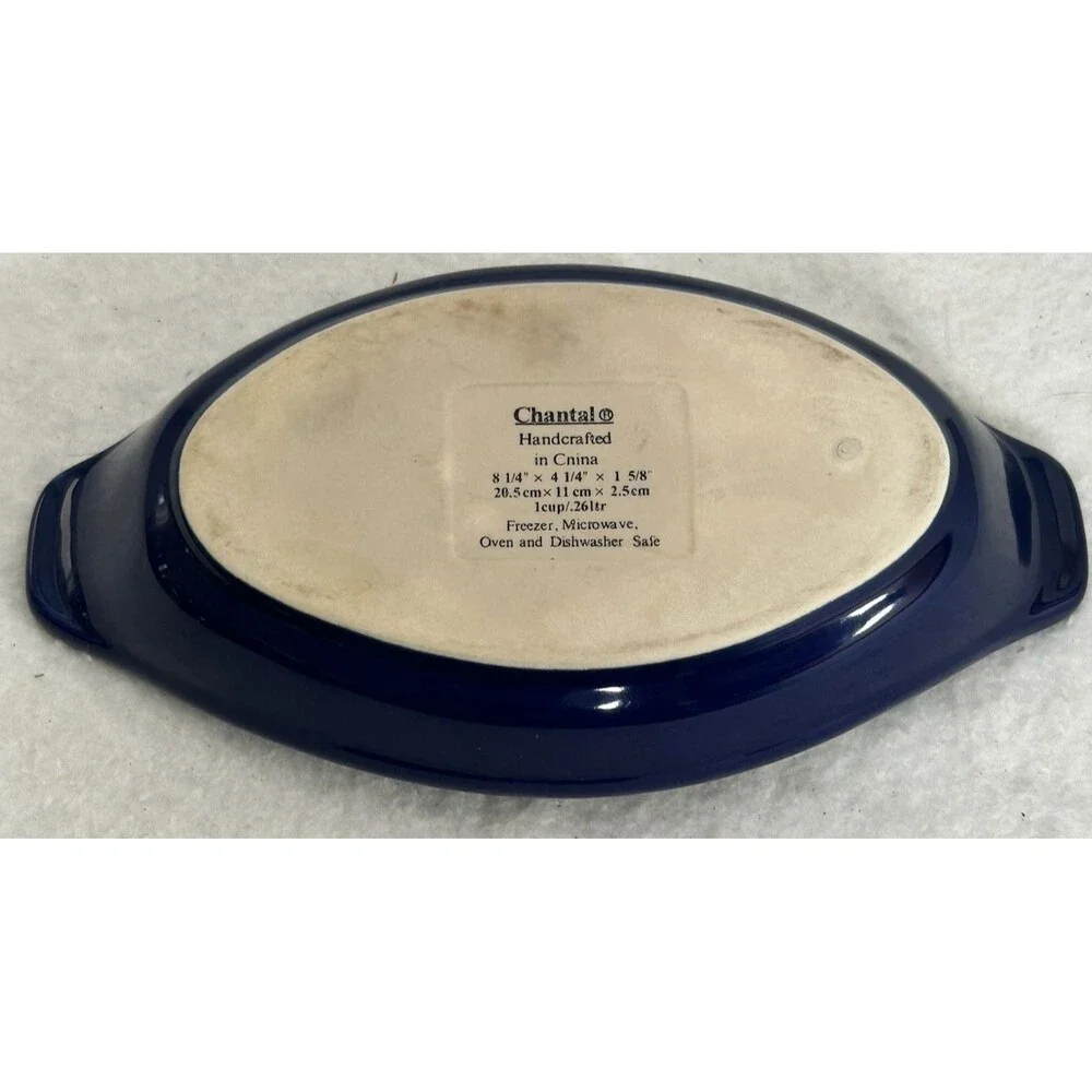 Chantal Stoneware Au Gratin 1 Cup Cobalt Blue Baking Casserole Dish